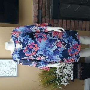 🆕️ ROZ & ALI Navy Floral Bell Sleeve Dress SIZE: 16